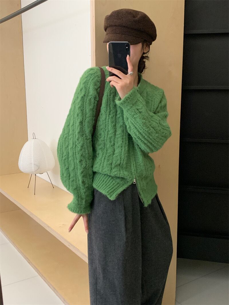 【outer】クルーネックニットカーデ M18941