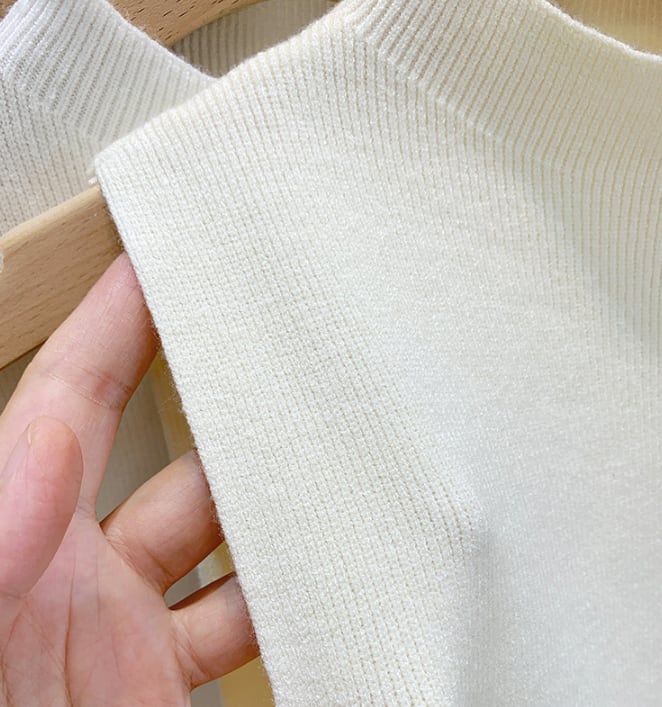 【tops】今季大好評4色ハーフネックノースリーブ人気シンプル無地着回しニットタンクトップF4817