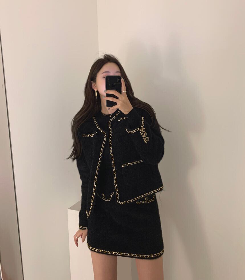 【set】好感度UP!気質満点秋冬アウター+ハイウエストタイトスカート2点セット G2771