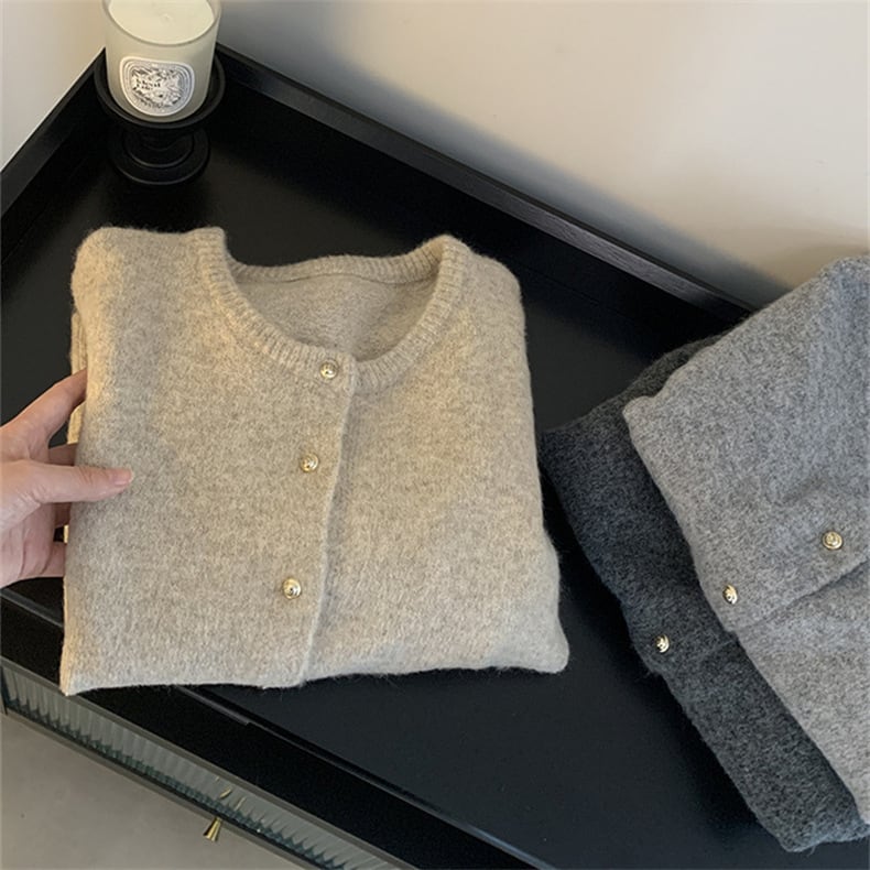 【outer】クルーネックニットカーデ M25950