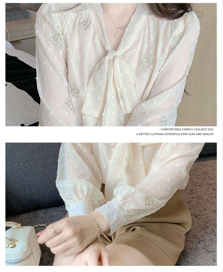 【tops】リボン付きシャツトップス M28633