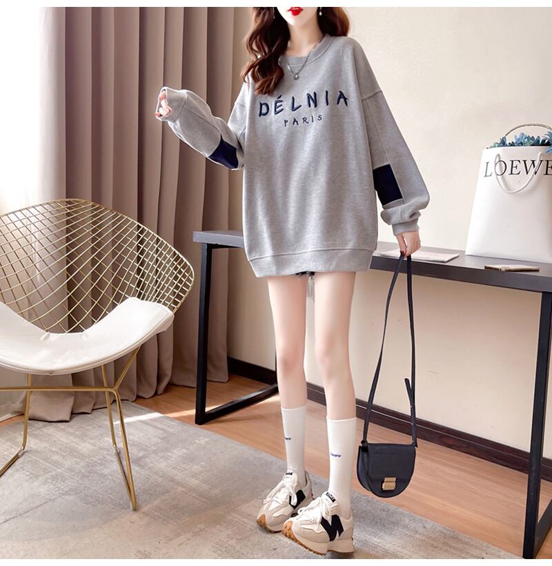 【tops】必ず目を引く秋新作〜3色ラウンドネック長袖ファッション配色英字柄着回しパーカーF0729