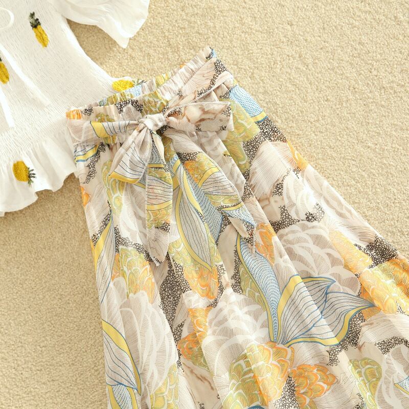 【set】ファッションand清新!2021新作気質満点刺繍スウィートシフォン2点セットF0051