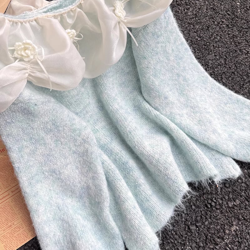 【tops】オフショルダーニットトップス Q7282