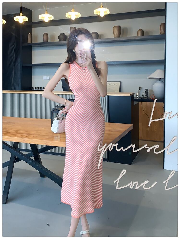 【dress】ストライプ柄ニットワンピース G20998