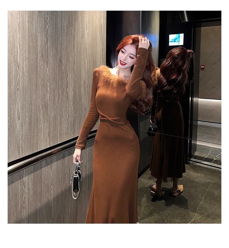 【dress】ファーネックワンピース M18207