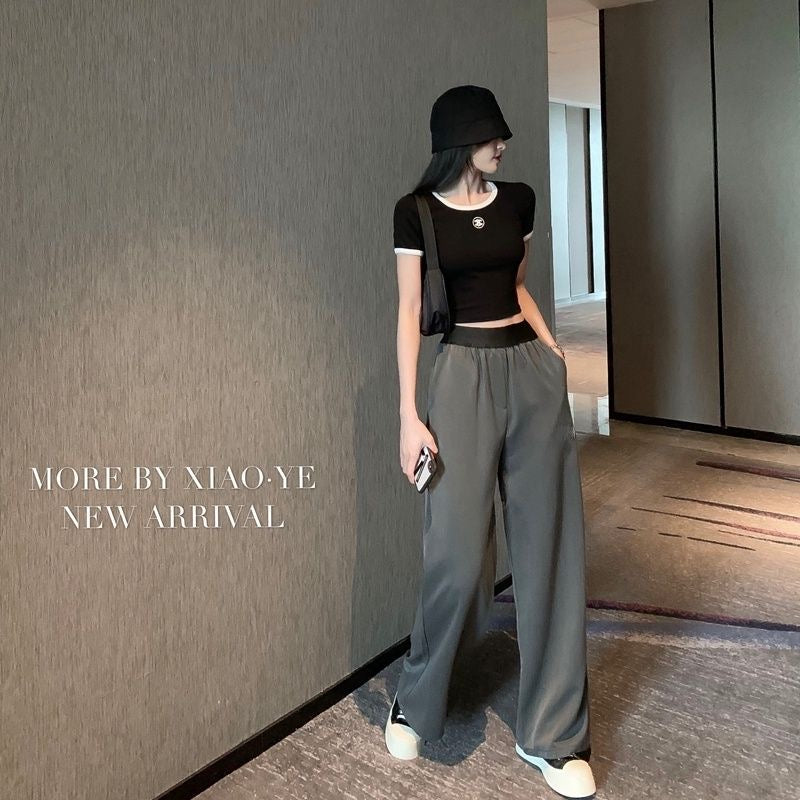 【tops】2色ラウンドネック半袖TシャツF7808