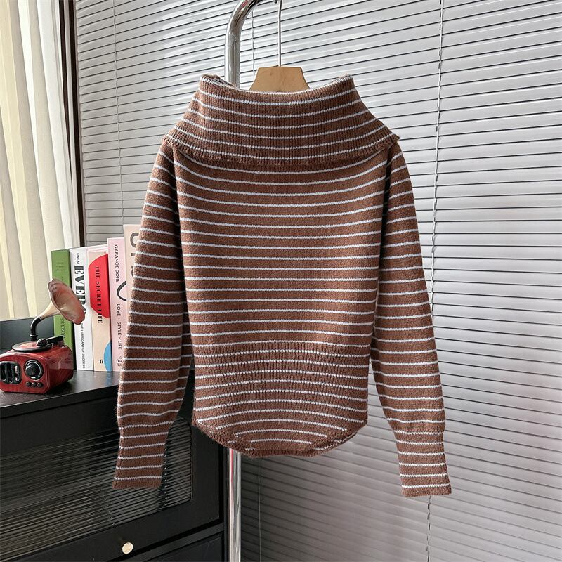 【tops】ボーダー柄ニットトップス M18544
