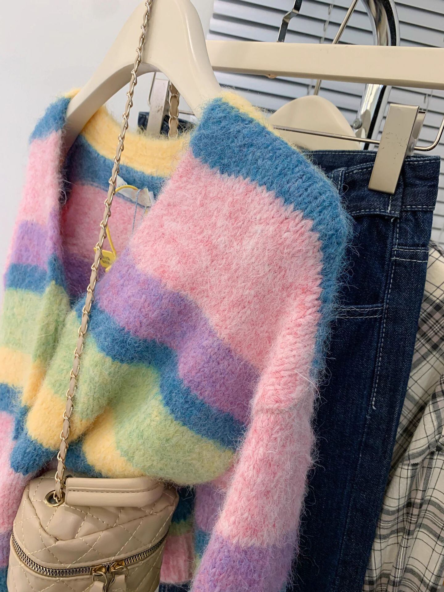 【outer】ボーダー柄ニットカーデ M29311