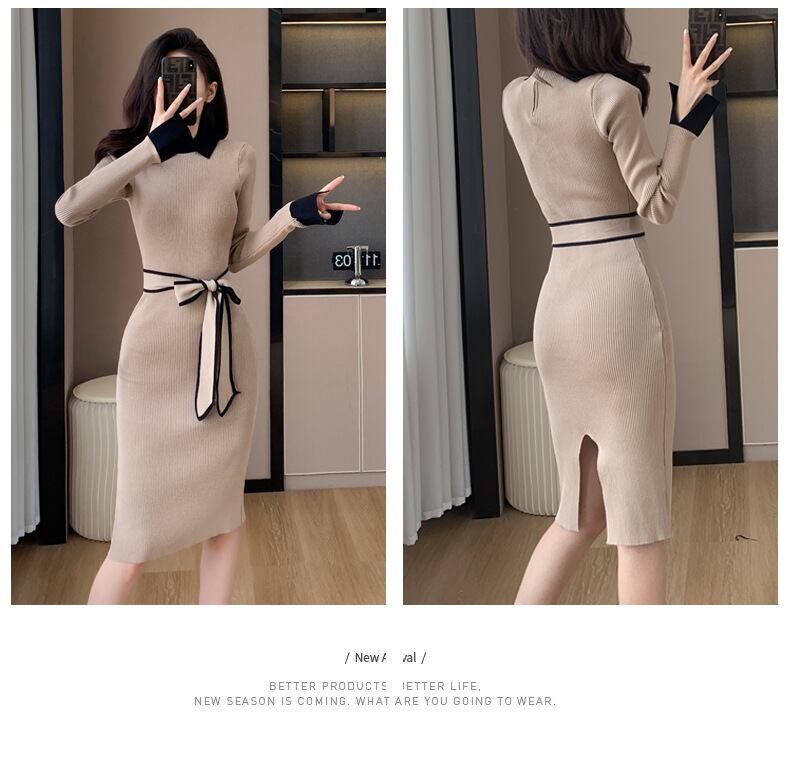 【dress】カラーマッチングニットワンピース G17485