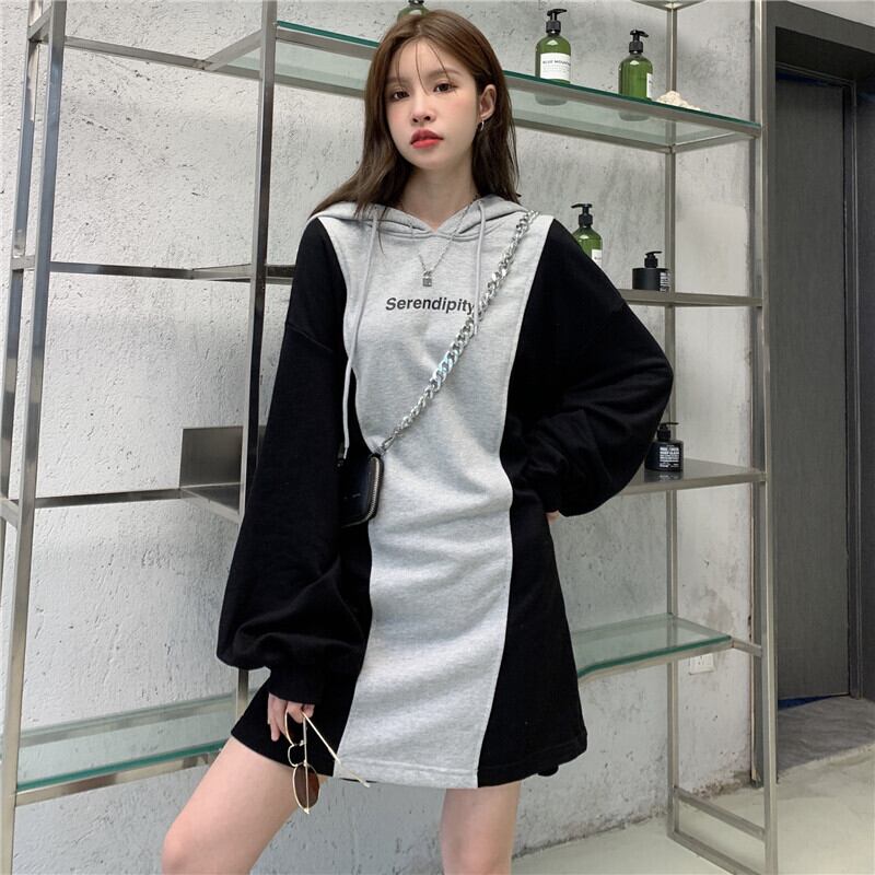 【dress】韓流スタイル!気質満点レトロ秋ルーズパーカーワンピース G1883