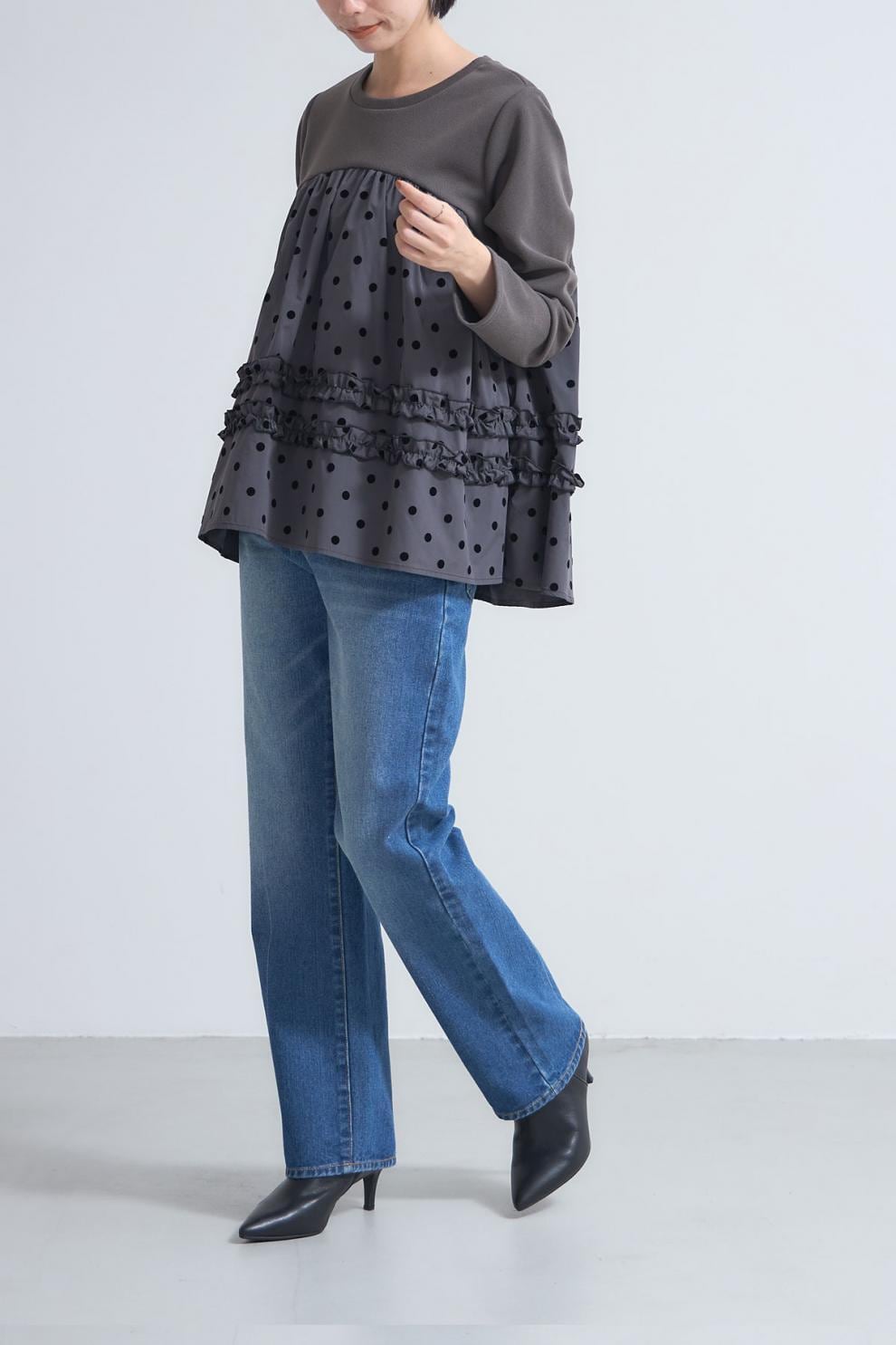 【tops】ドット柄プルオーバー M28043