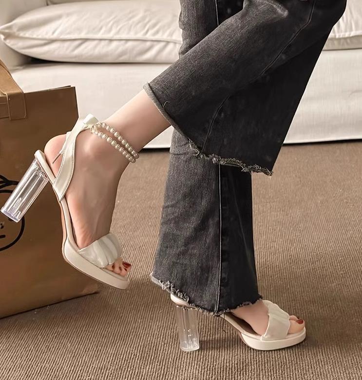 【shoes】リボン付きハイヒールサンダルF7464