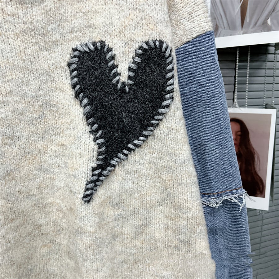 【tops】デニム切り替えニットセーター M29323