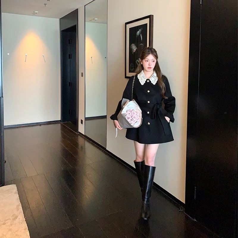 【outer】レースカラーコート Q6873