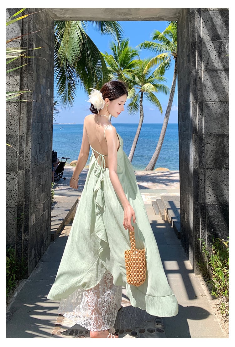 【dress】レース切り替えキャミワンピース M25185