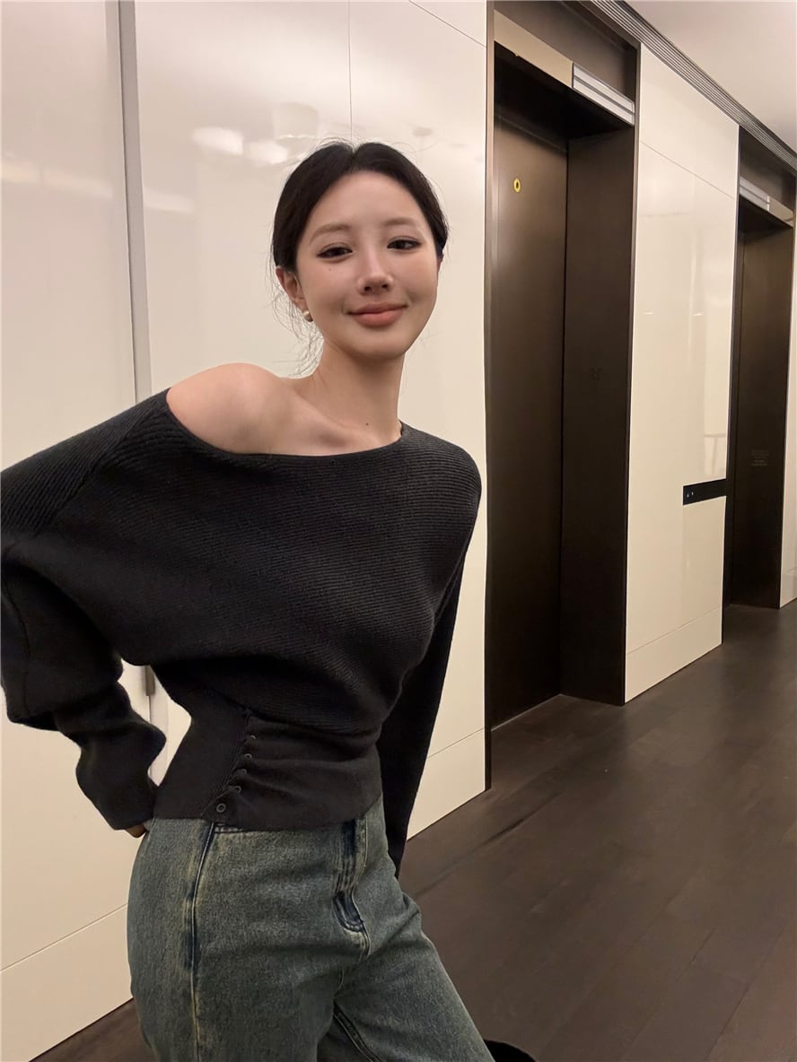 【tops】オフショルダーニットトップス N2885