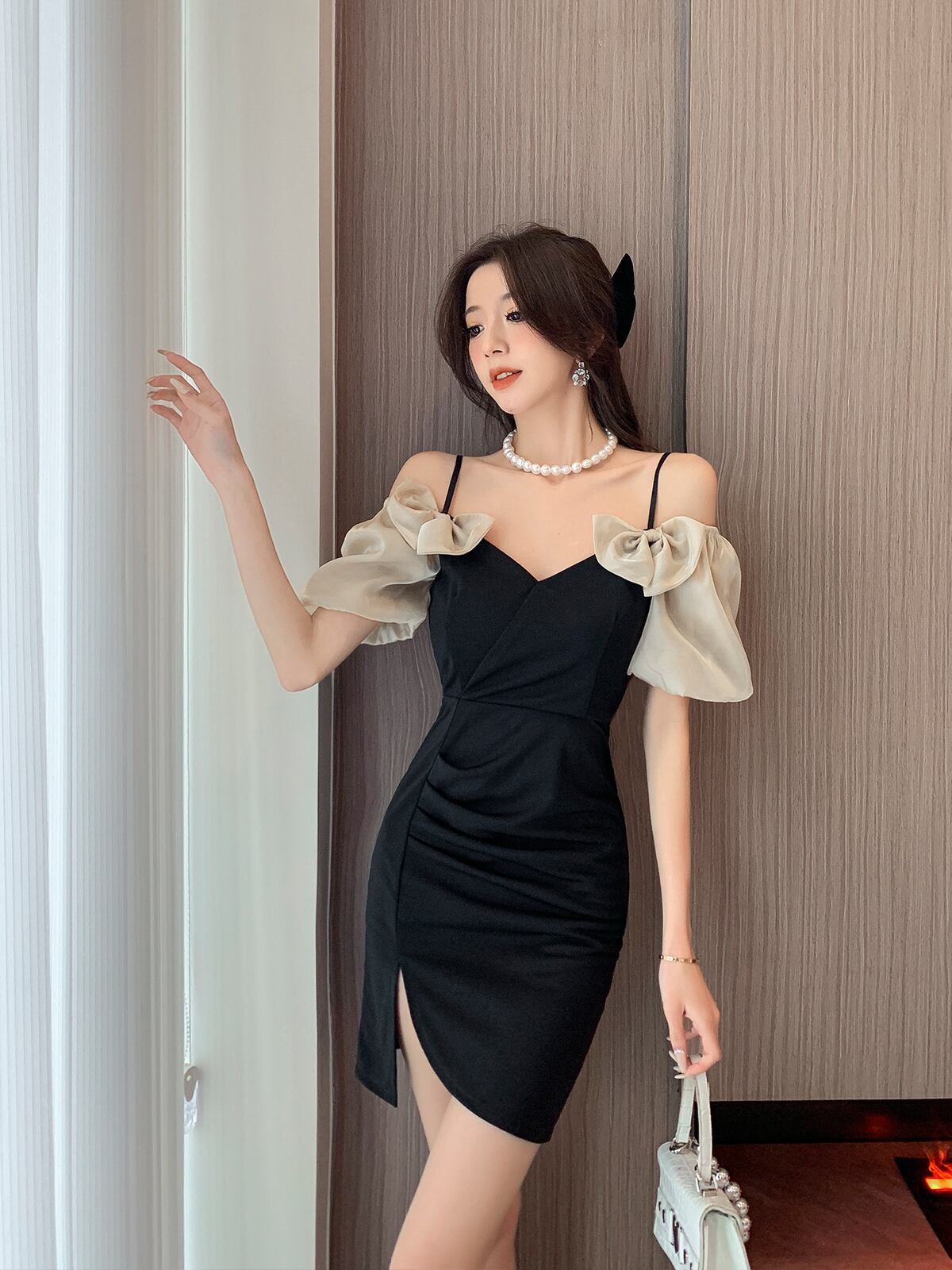 【dress】リボンスリットキャミワンピース G20634