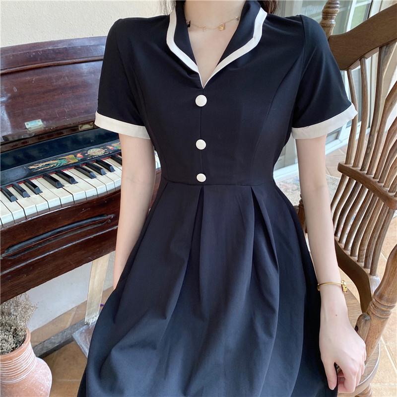 【dress】夏好感度UP!気質満点シンプルレトロレディース プラスサイズワンピース