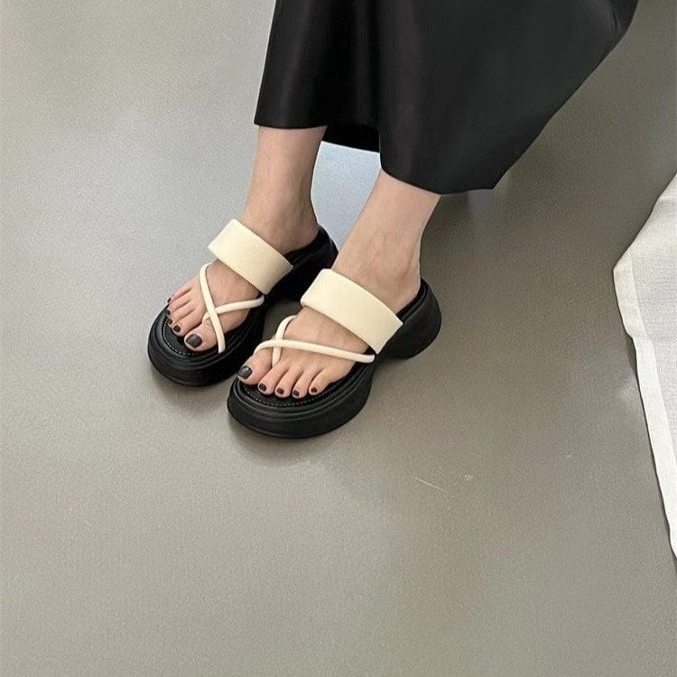 【shoes】2色厚底スリッパF7495