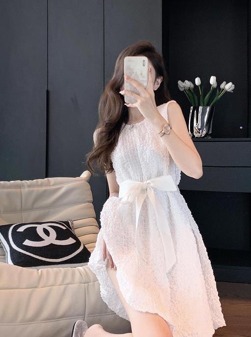 【dress】ラウンドネックウエストリボンワンピースF7392