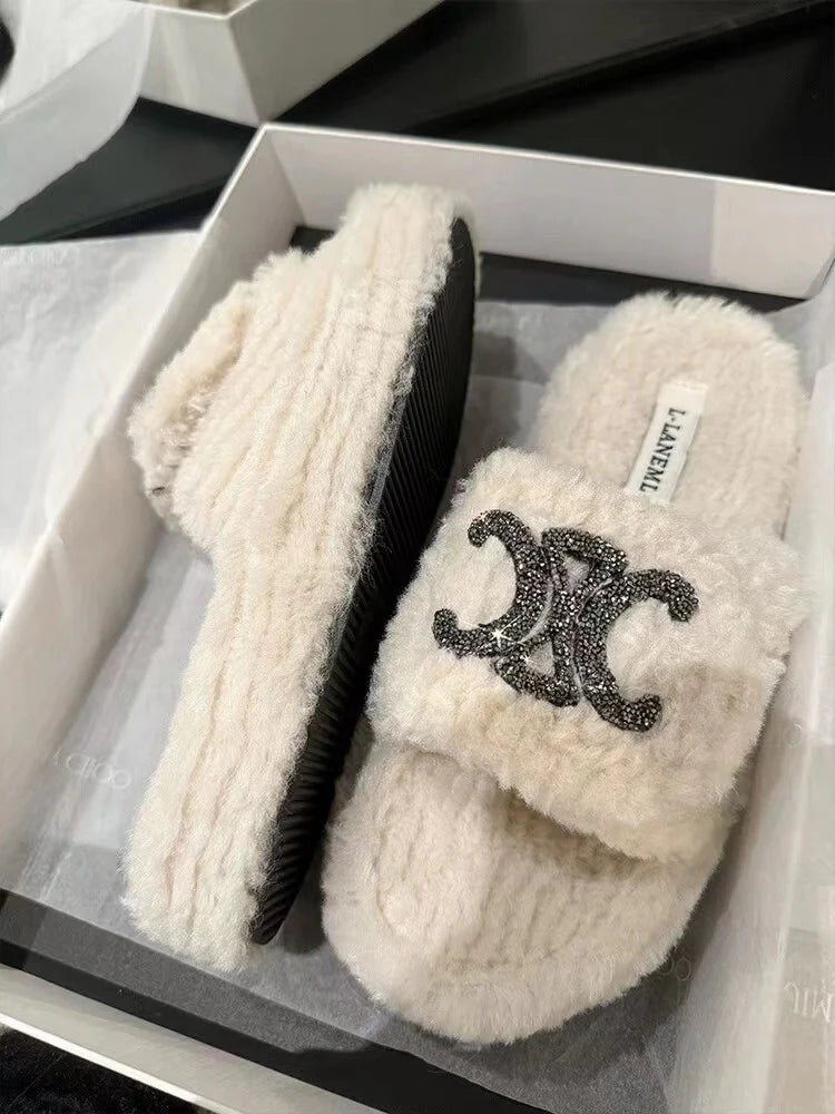 【shoes】2色ファースリッパG23378