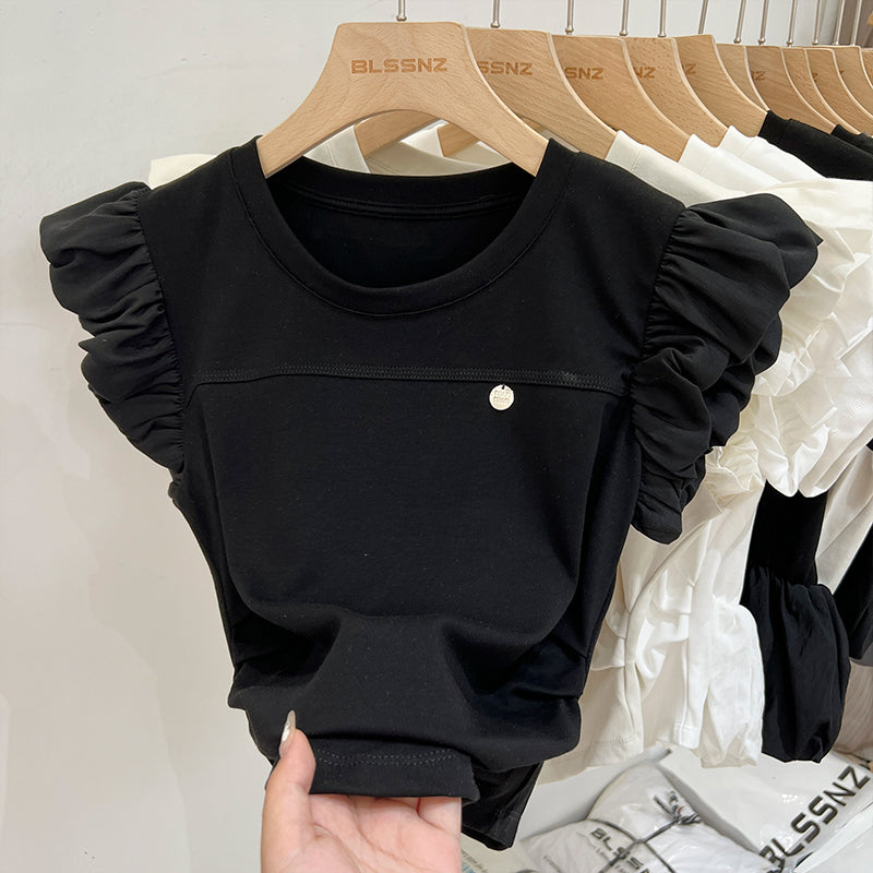【tops】3色フレンチスリーブTシャツF7774