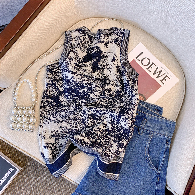 【tops】ノースリーブニットタンクトップF7755
