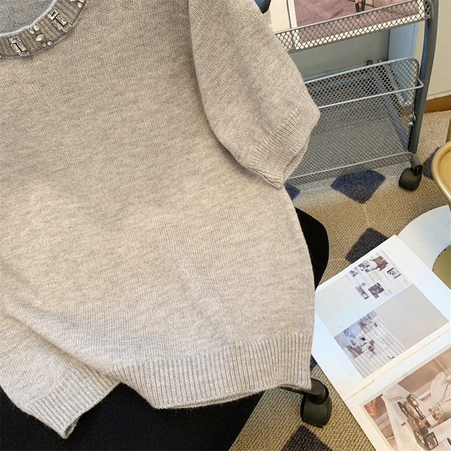 【tops】半袖ニットTシャツF7779