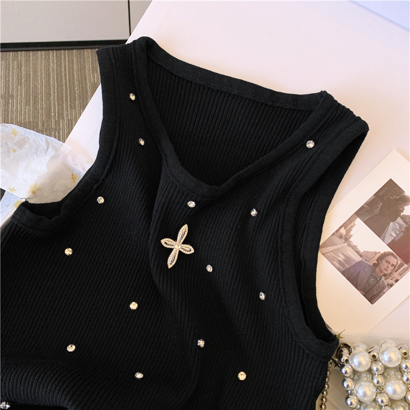 【tops】2色ニットタンクトップF7813