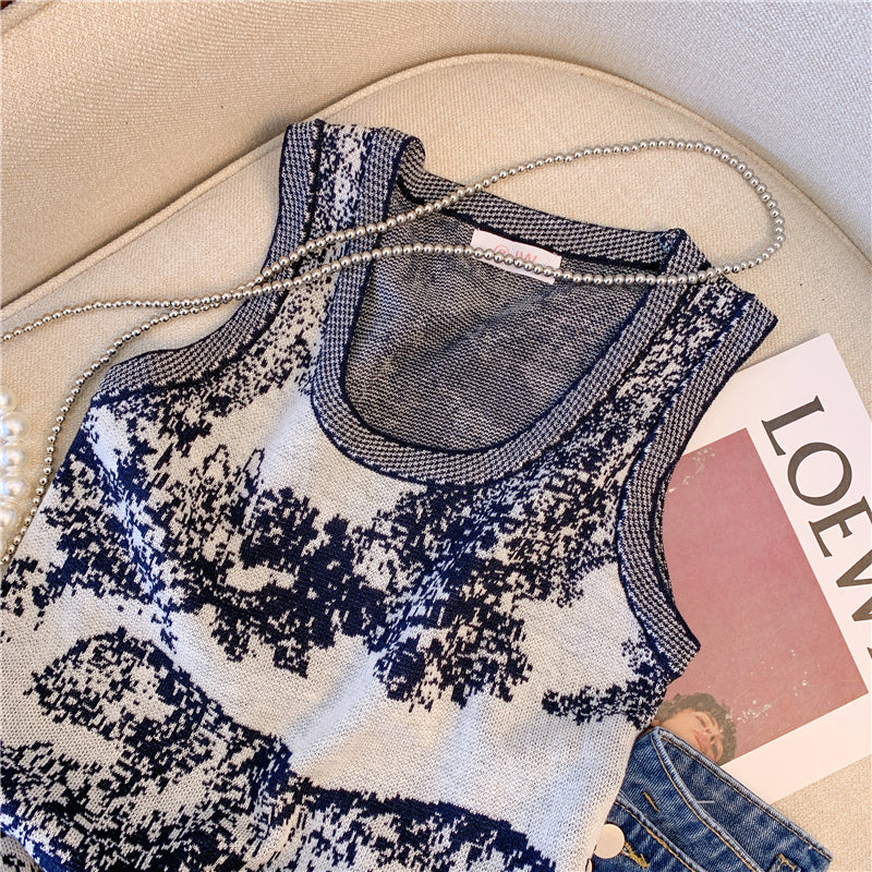 【tops】ノースリーブニットタンクトップF7755