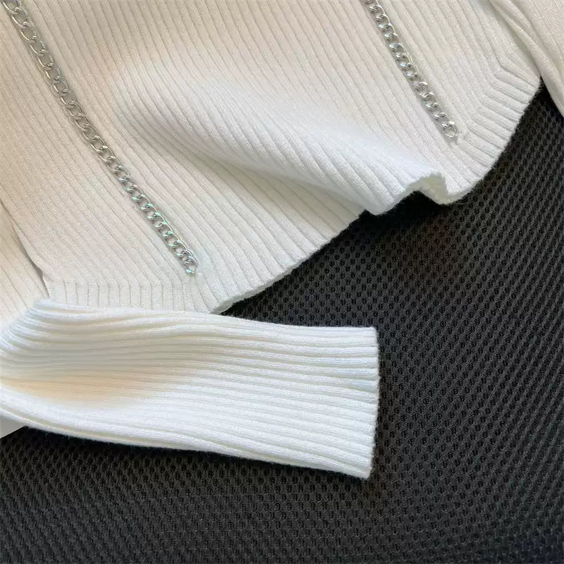 【tops】ハーフネック長袖ニットセーターF8240