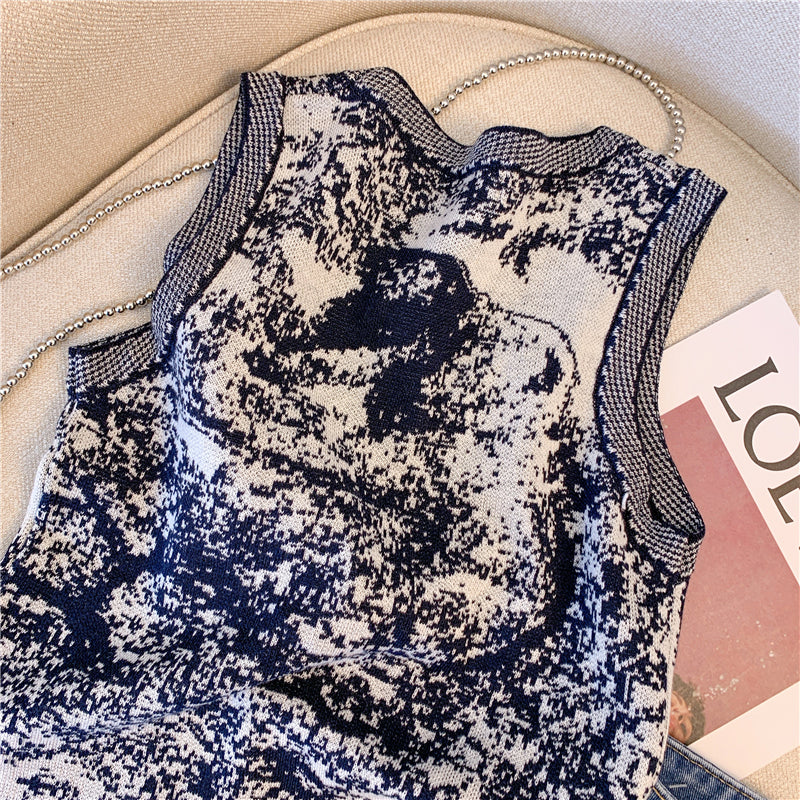 【tops】ノースリーブニットタンクトップF7755