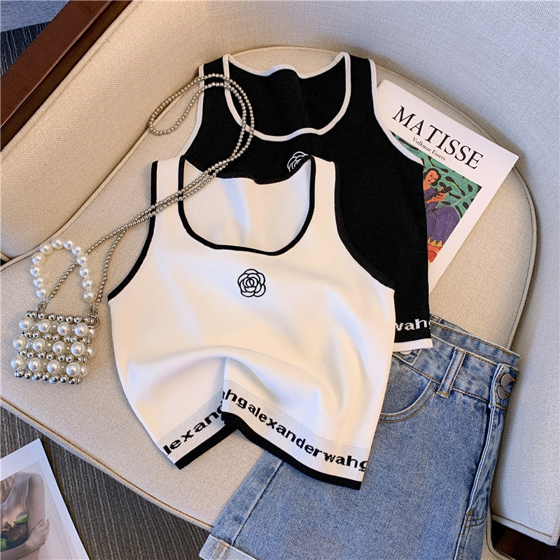 【tops】2色UネックニットタンクトップF7854
