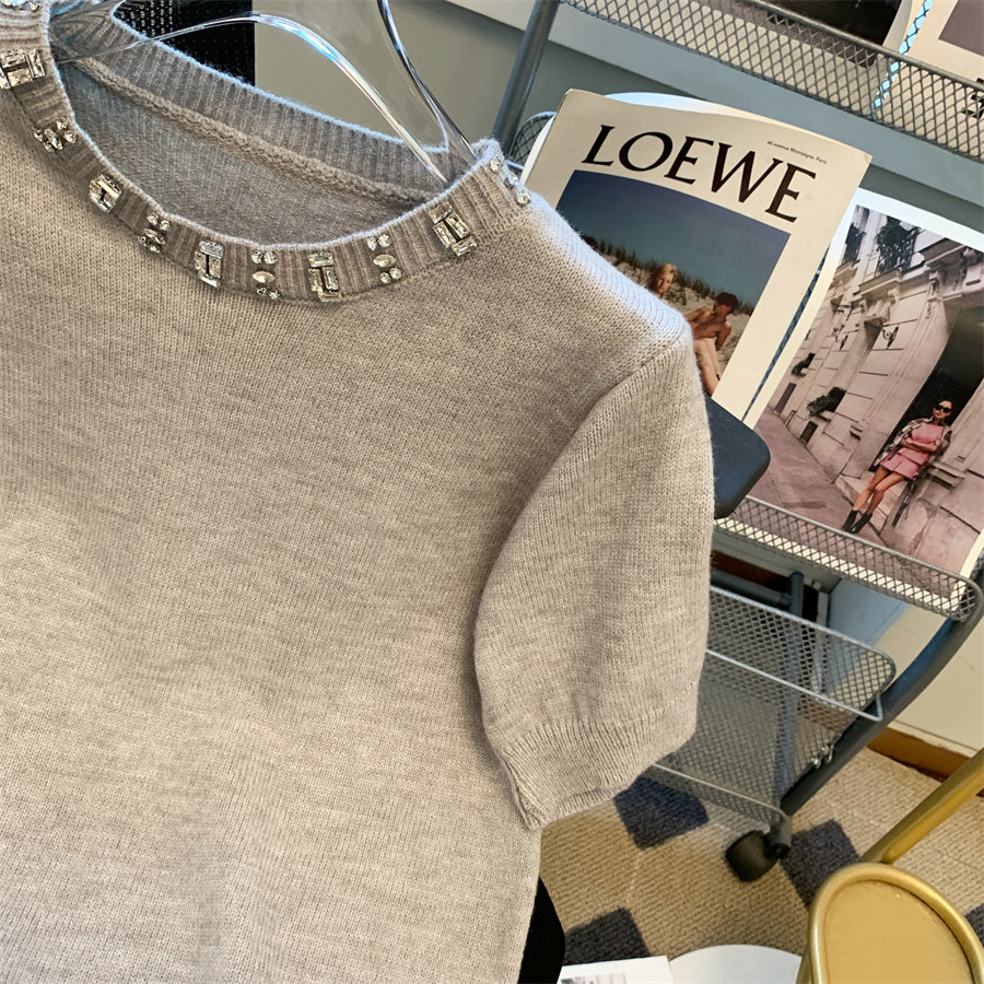 【tops】半袖ニットTシャツF7779