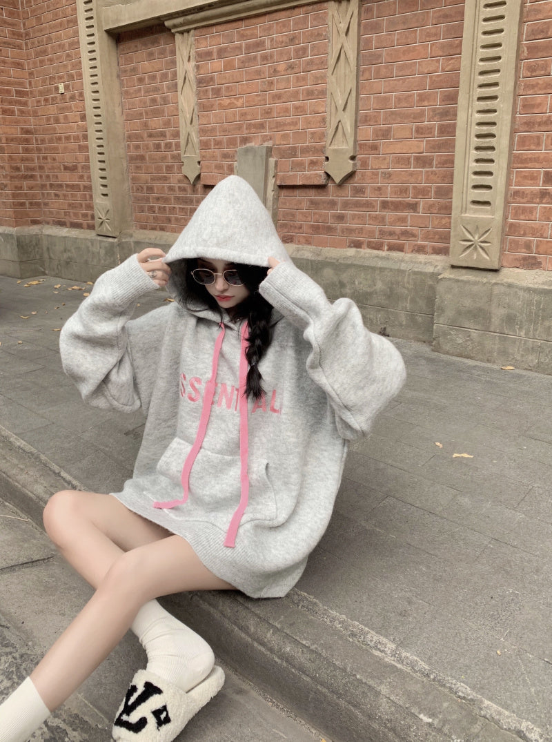 【tops】フード付き長袖ニットセーターF8309