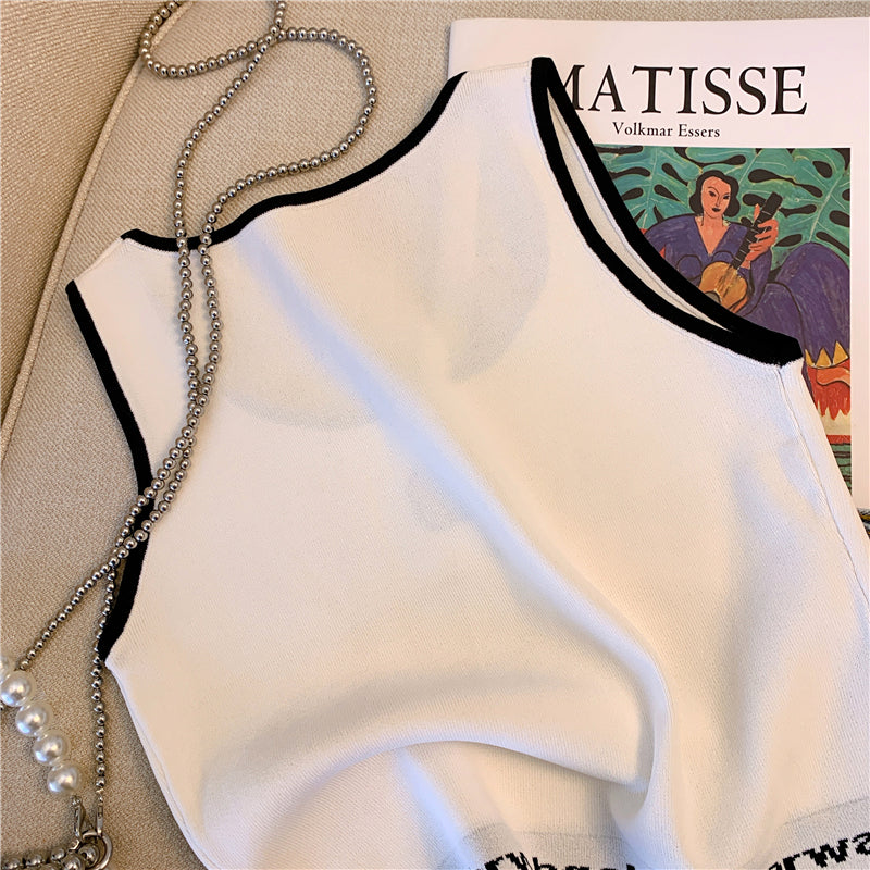 【tops】2色UネックニットタンクトップF7854