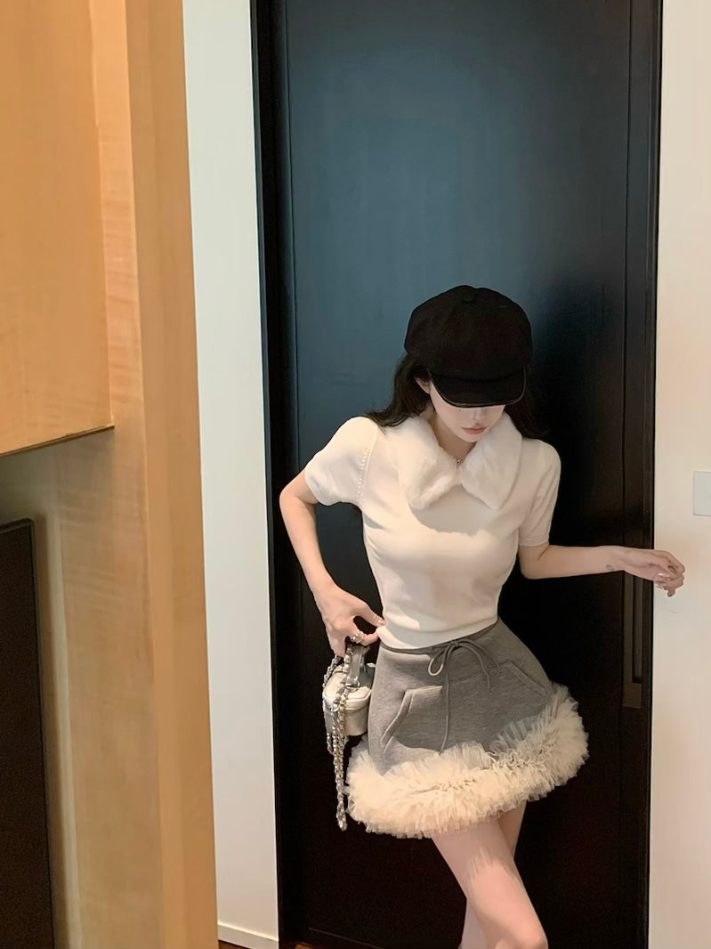 【bottoms】メッシュ切替スカートF8284