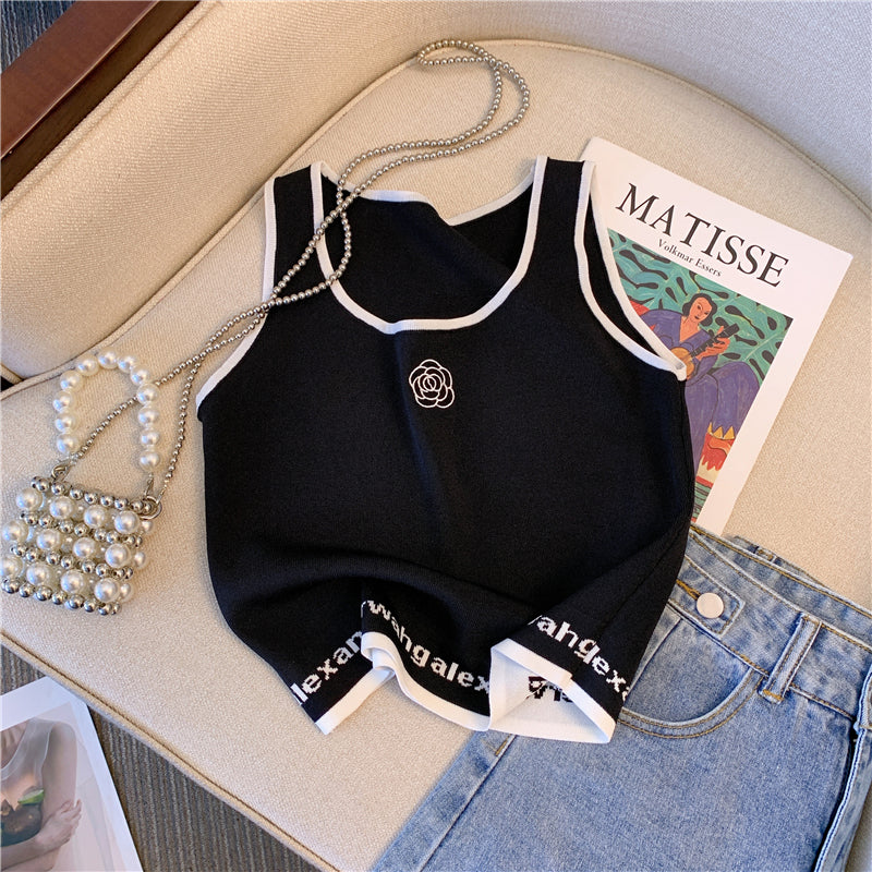 【tops】2色UネックニットタンクトップF7854