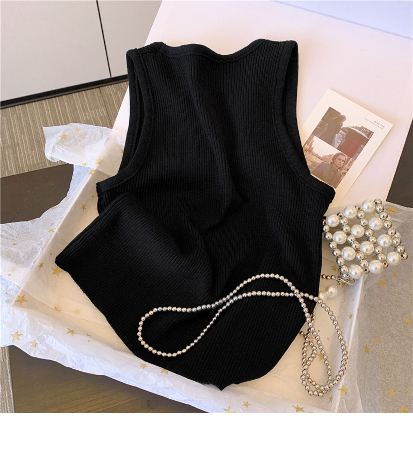 【tops】2色ニットタンクトップF7813