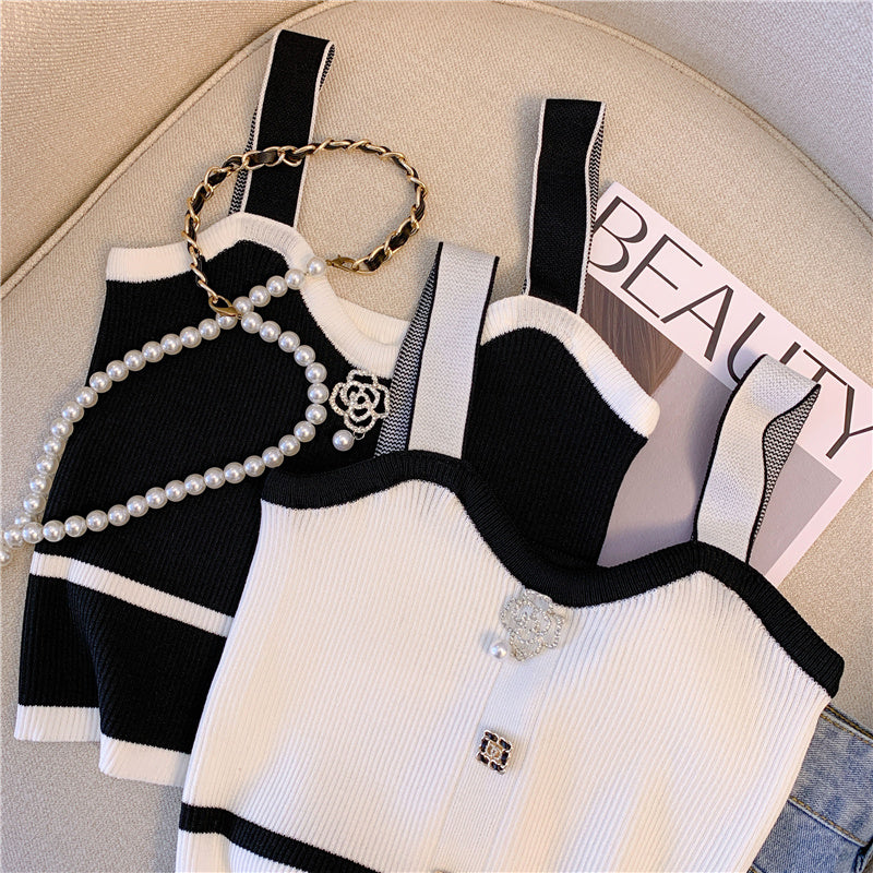 【tops】2色配色ニットキャミソールF7814