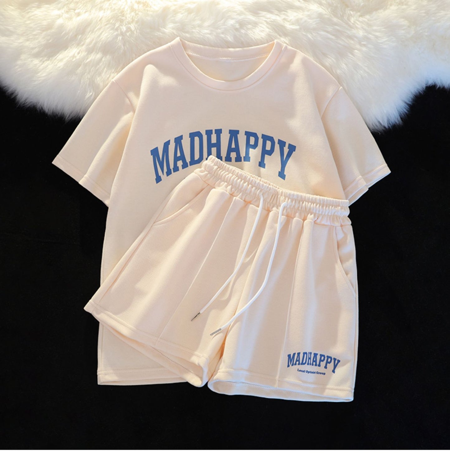 【set】4色英字柄Tシャツ+ショートパンツ2点セットF7764