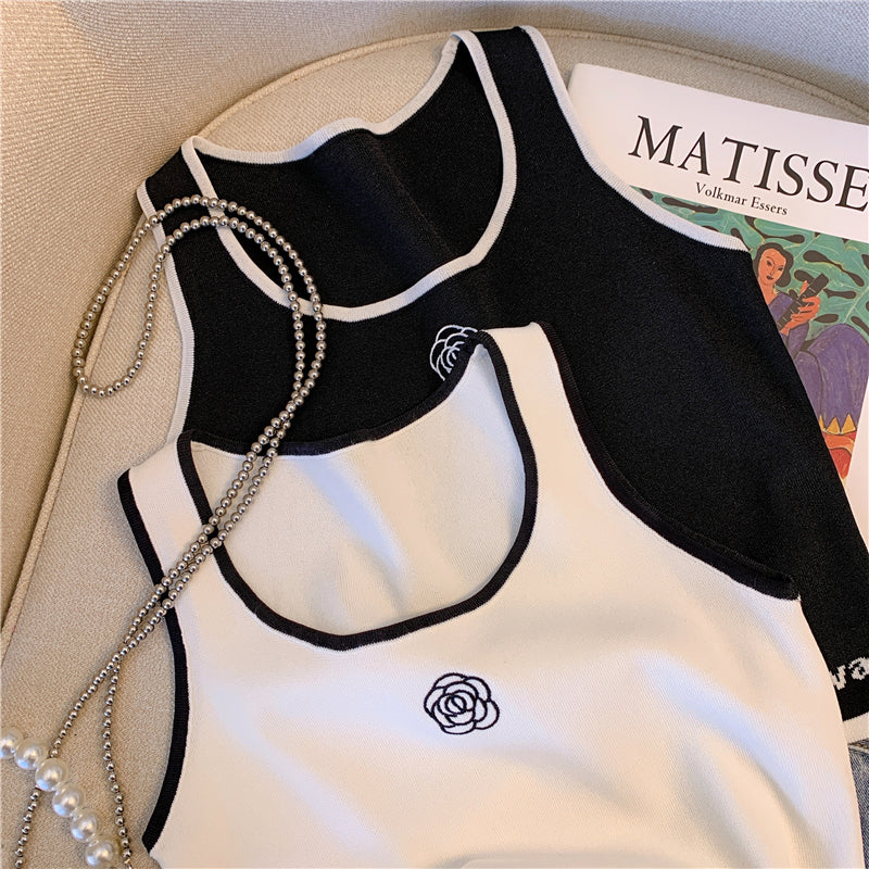 【tops】2色UネックニットタンクトップF7854