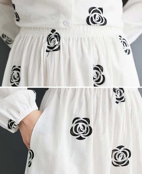 【set】 シャツ + スカート 花柄2点セットF8129