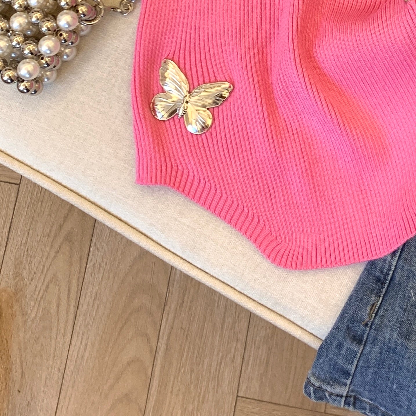 【tops】5色ラウンドネックニットタンクトップF7855