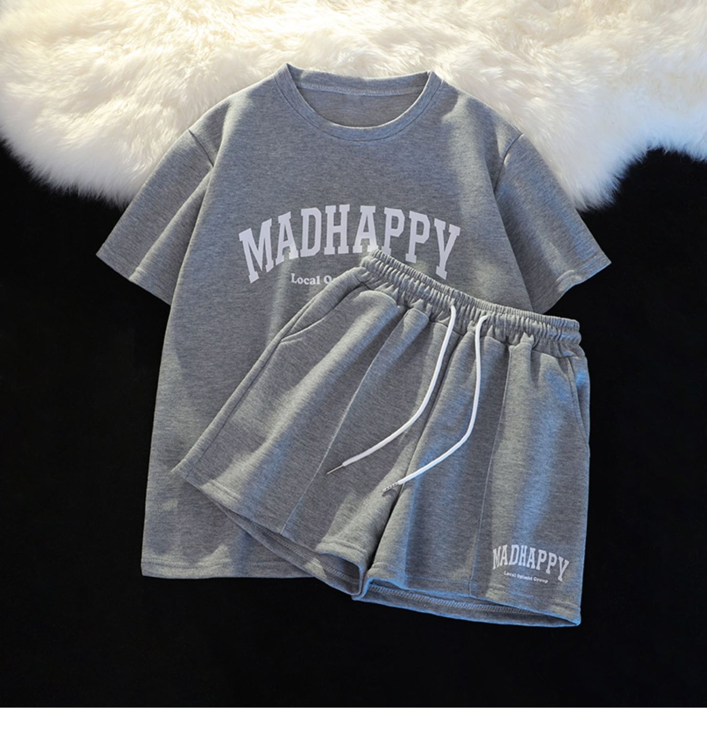 【set】4色英字柄Tシャツ+ショートパンツ2点セットF7764