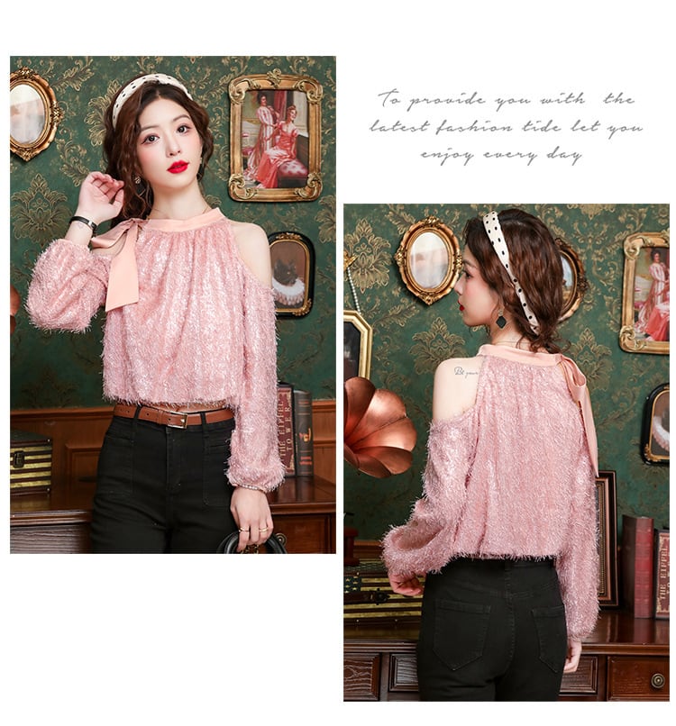 【tops】オフショルダーランタンスリーブ ブラウス G20773