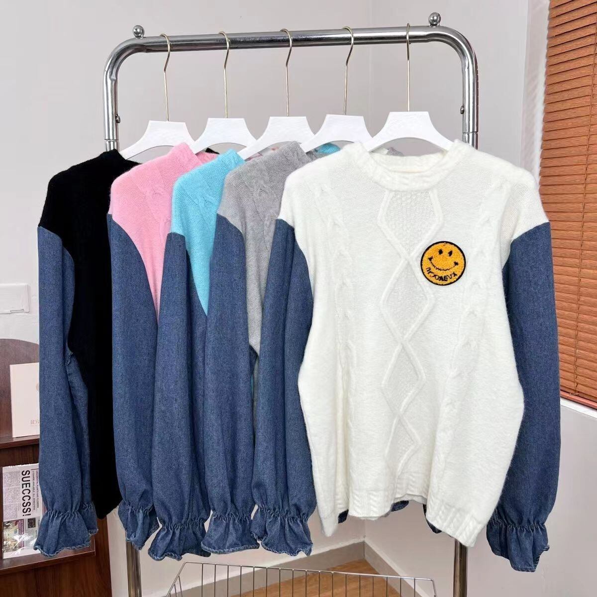 【tops】ドッキングニットセーター M18457