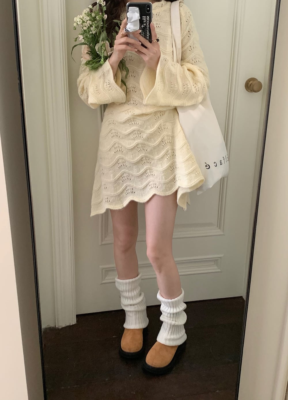 【dress】カットワークニットワンピース M25591