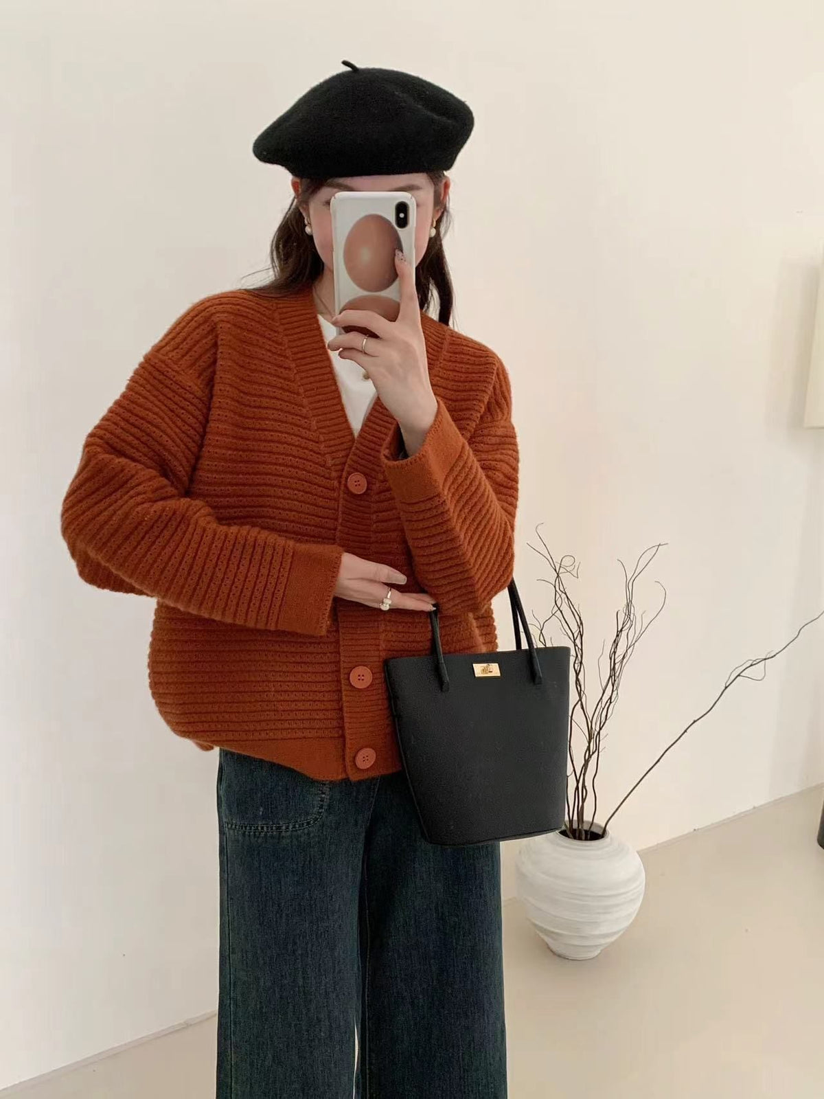 【outer】Vネックニットカーデ M25863